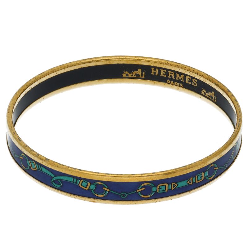 Hermes Enamel Bangle PM Brass Bracelet