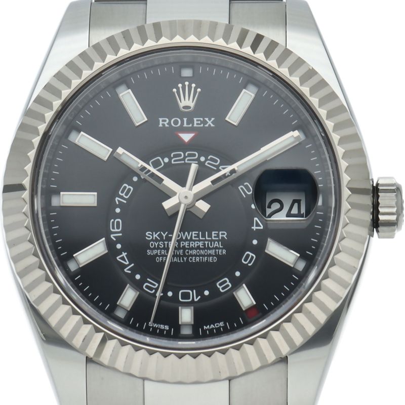 Rolex Sky Dweller Watch Oistar Box and Card 18k White Gold & Stainless Steel