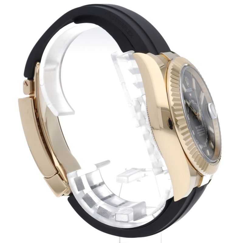 Rolex Sky Dweller Watch Box Card 18k Yellow Gold Rubber Strap Black Polished — view 4