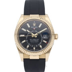 Rolex Sky Dweller Watch Box Card 18k Yellow Gold Rubber Strap Black Polished — view 2