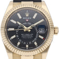 Rolex Sky Dweller Watch Box Card 18k Yellow Gold Rubber Strap Black Polished