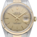 Rolex Datejust Watch Mosaic Dial 18k Yellow Gold Stainless Steel Champagne