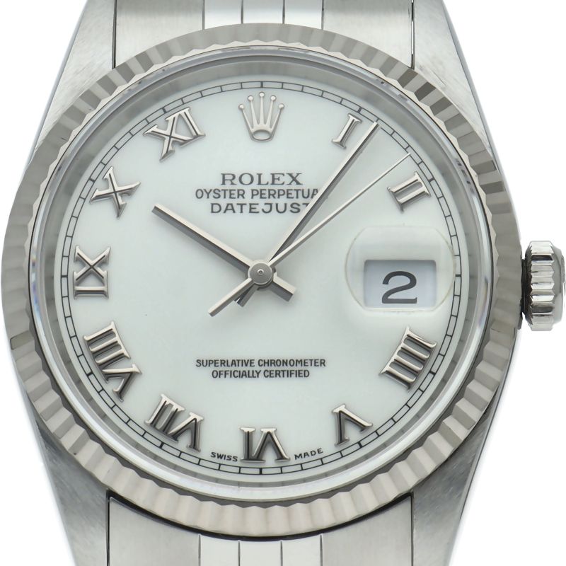 Rolex Datejust Watch White Chien Tan Dial Box Card 18k White Gold & Stainless