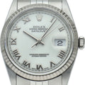 Rolex Datejust Watch White Chien Tan Dial Box Card 18k White Gold & Stainless