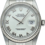 Rolex Datejust Watch White Chien Tan Dial Box Card 18k White Gold & Stainless