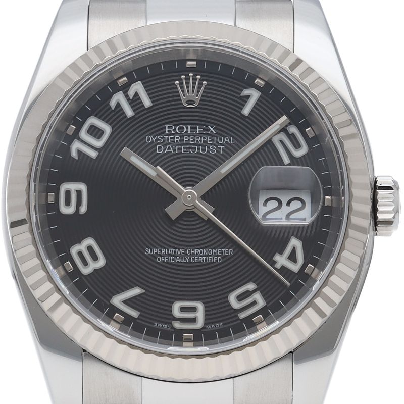 Rolex Datejust 36 Watch Oyster Star Concentric Dial 18k White Gold & Stainless