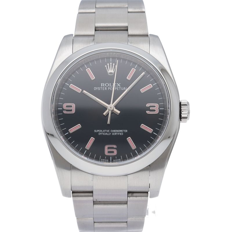 Rolex Oyster Perpetual 36 Watch with Card Stainless Steel Black Pink Polished — view 2
