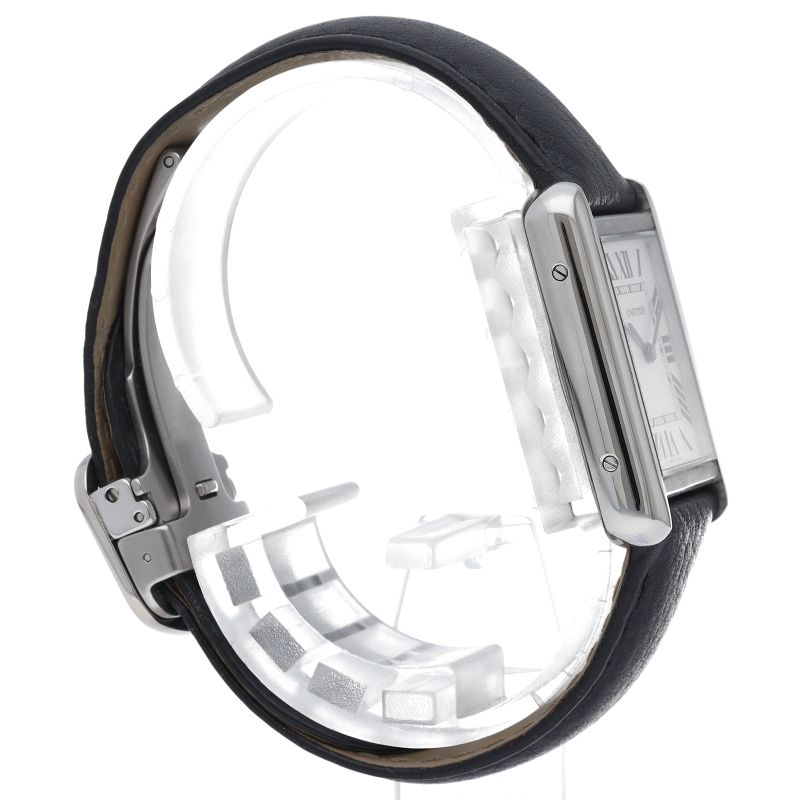 Cartier Tank Solo SM Watch SS Leather White Polished — view 4