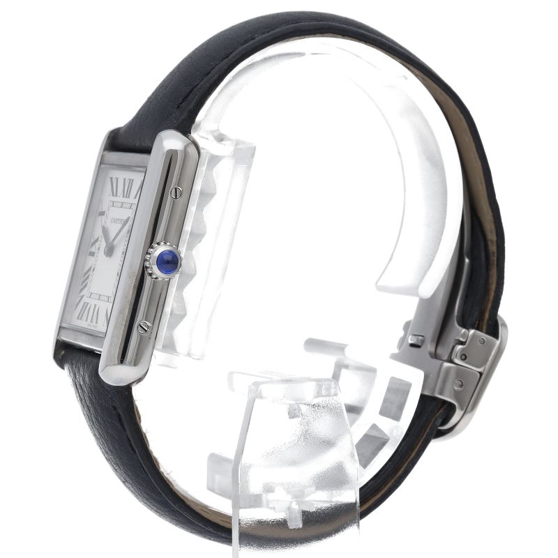 Cartier Tank Solo SM Watch SS Leather White Polished — view 3