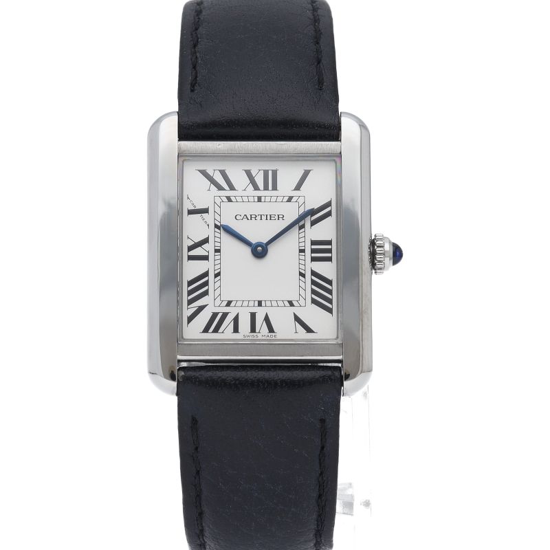 Cartier Tank Solo SM Watch SS Leather White Polished — view 2