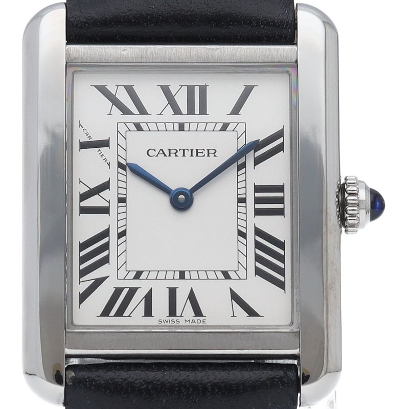 Cartier Tank Solo SM Watch SS Leather White Polished