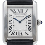 Cartier Tank Solo SM Watch SS Leather White Polished