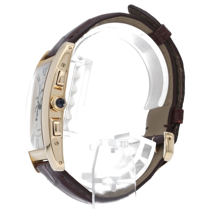 Cartier Tank American LM Chrono Reflex Watch 18k Yellow Gold Leather Strap — view 3