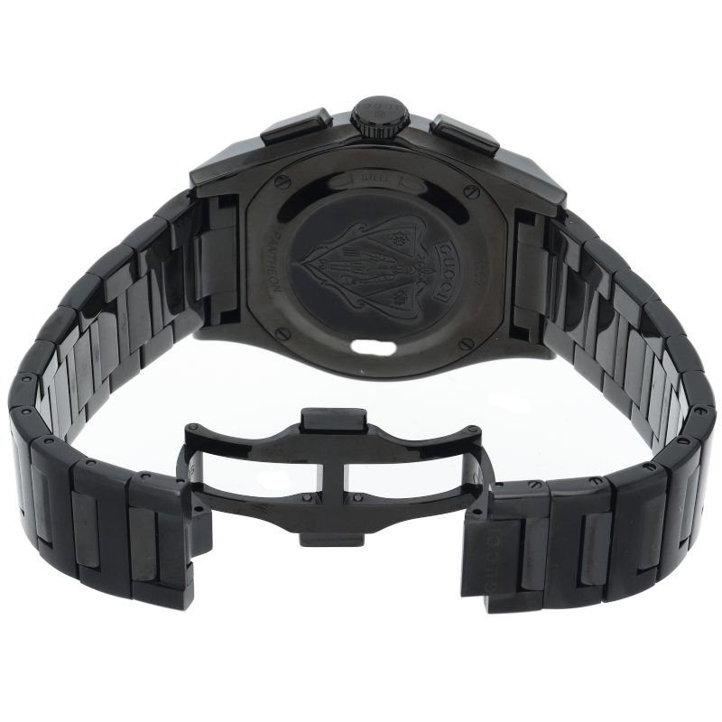 Gucci Pantheon Chronograph Black 115.2 Box Card Stainless Steel Watch Pre Owned — view 5