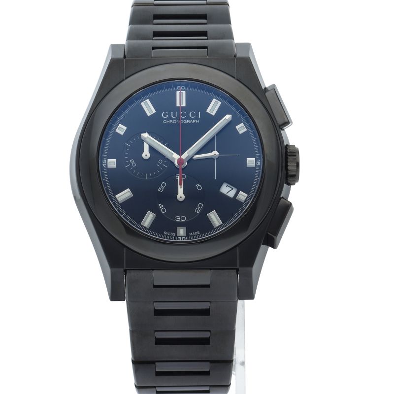 Gucci Pantheon Chronograph Black 115.2 Box Card Stainless Steel Watch Pre Owned — view 2