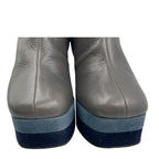 Hermes Short Boots Shoes Thick Leather Gray Blue — view 5