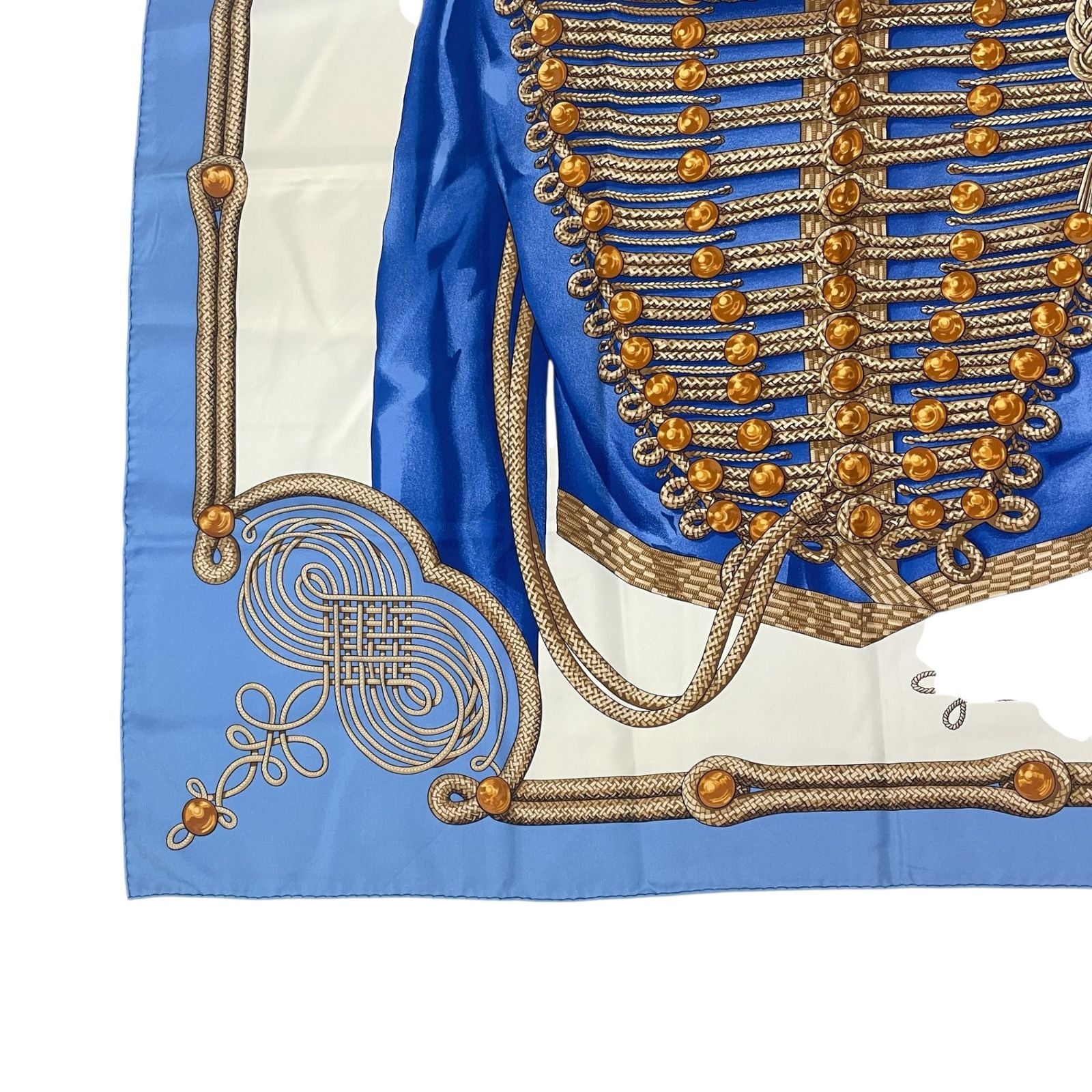 Hermes Carre 90 Brandebourgs Scarf Silk Blue — view 4