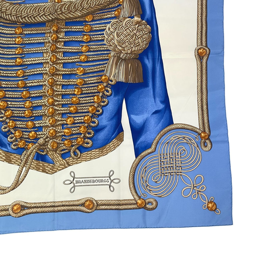 Hermes Carre 90 Brandebourgs Scarf Silk Blue — view 5