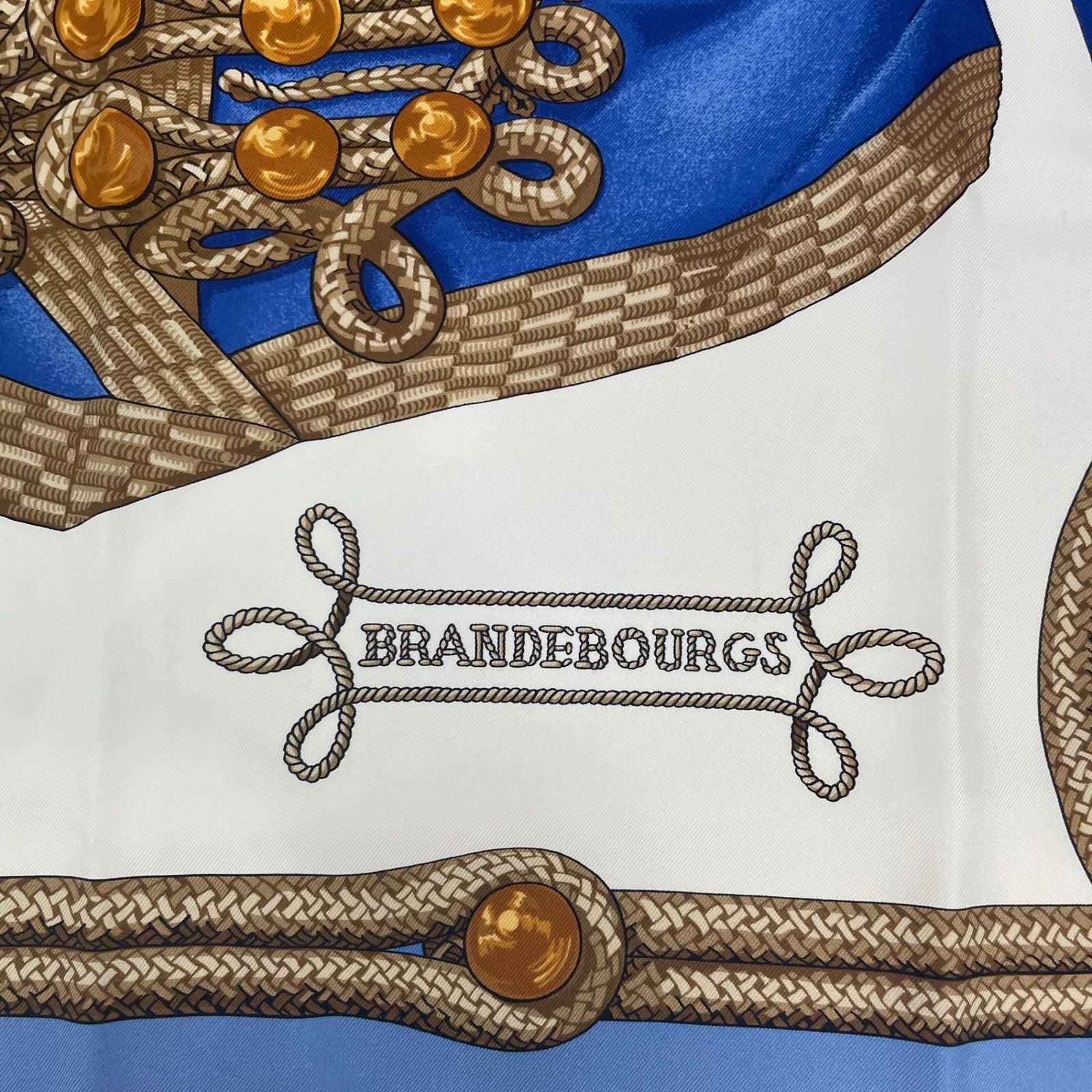 Hermes Carre 90 Brandebourgs Scarf Silk Blue — view 6