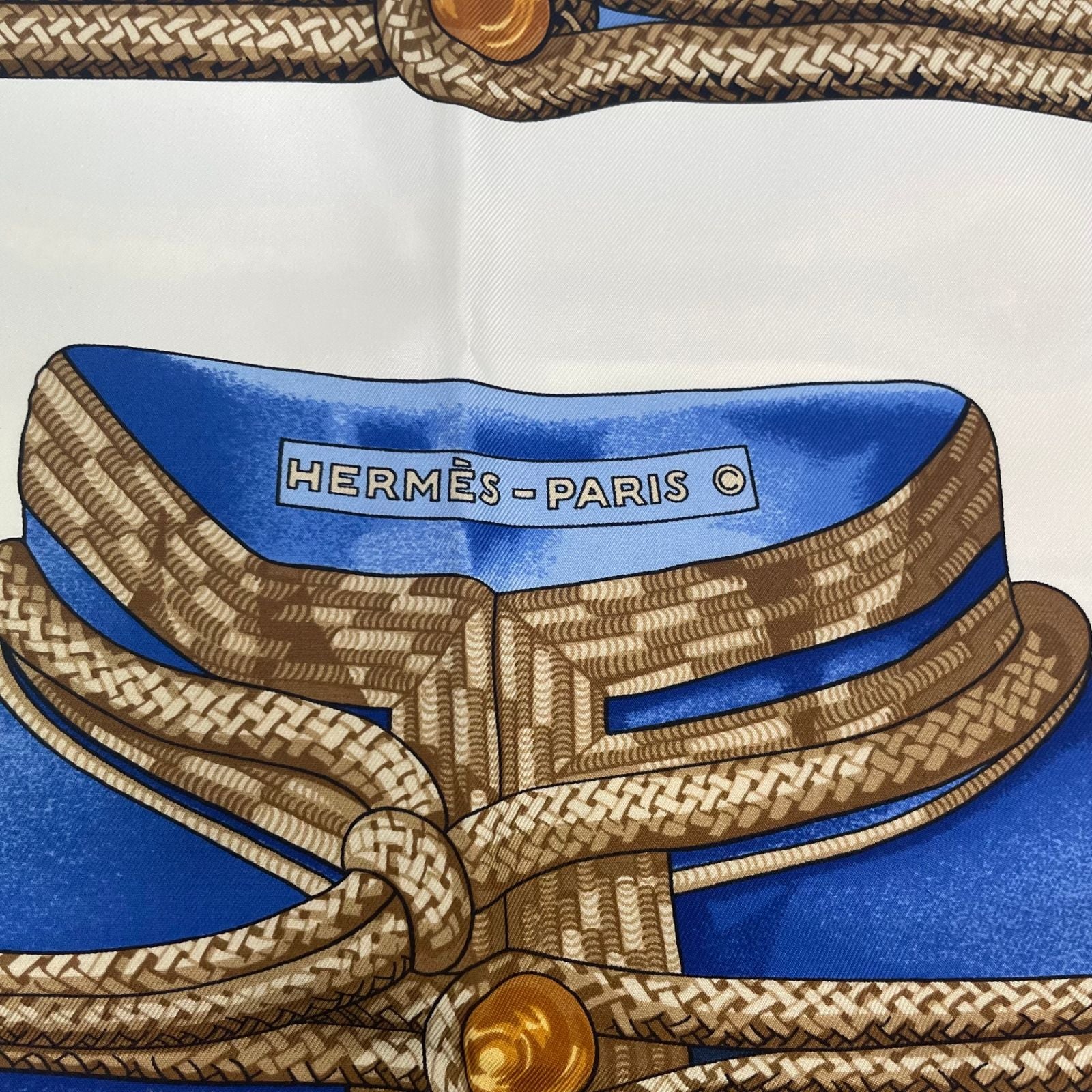 Hermes Carre 90 Brandebourgs Scarf Silk Blue — view 7