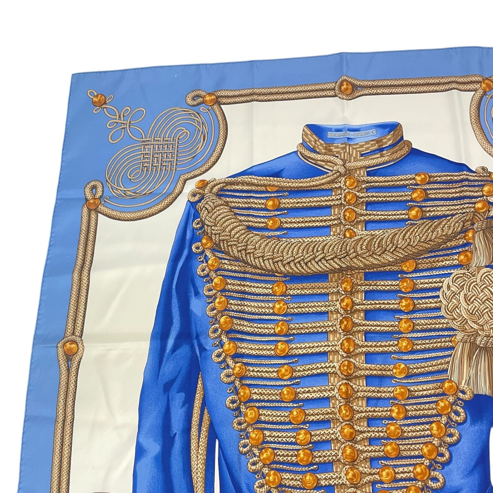 Hermes Carre 90 Brandebourgs Scarf Silk Blue — view 2