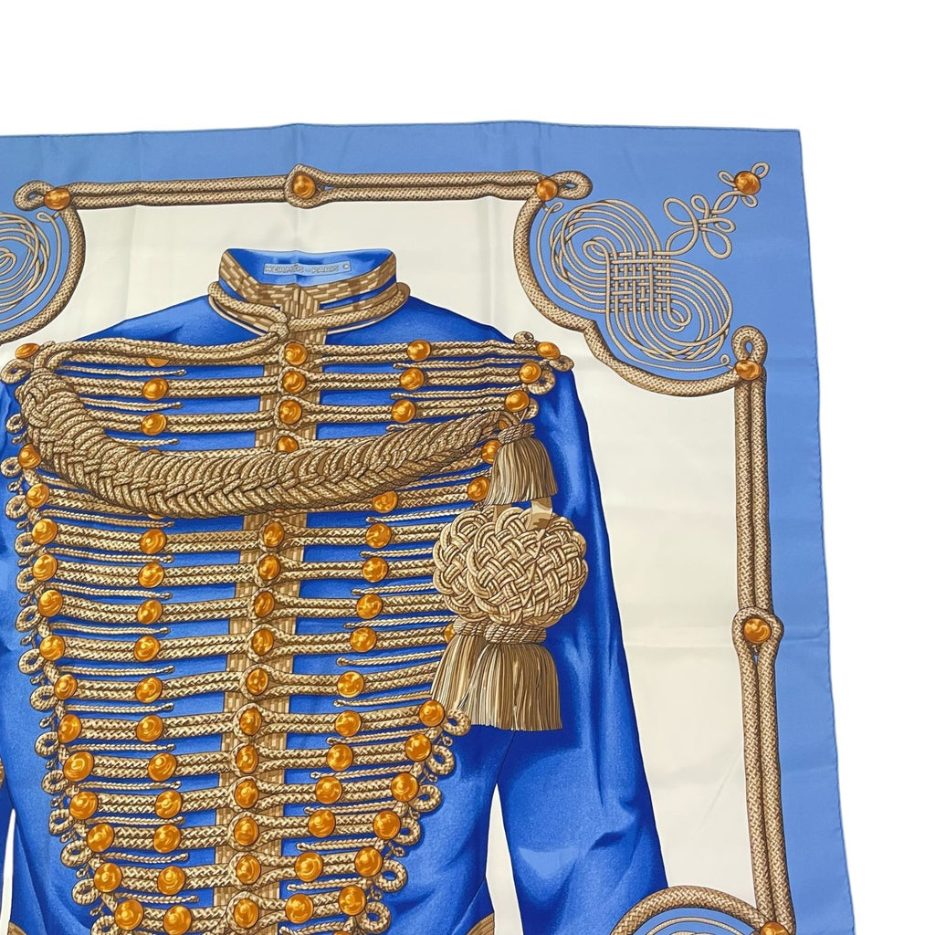 Hermes Carre 90 Brandebourgs Scarf Silk Blue — view 3