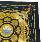 Hermes Carre 90 Railing Ship Handrail Scarf Silk Black — view 3