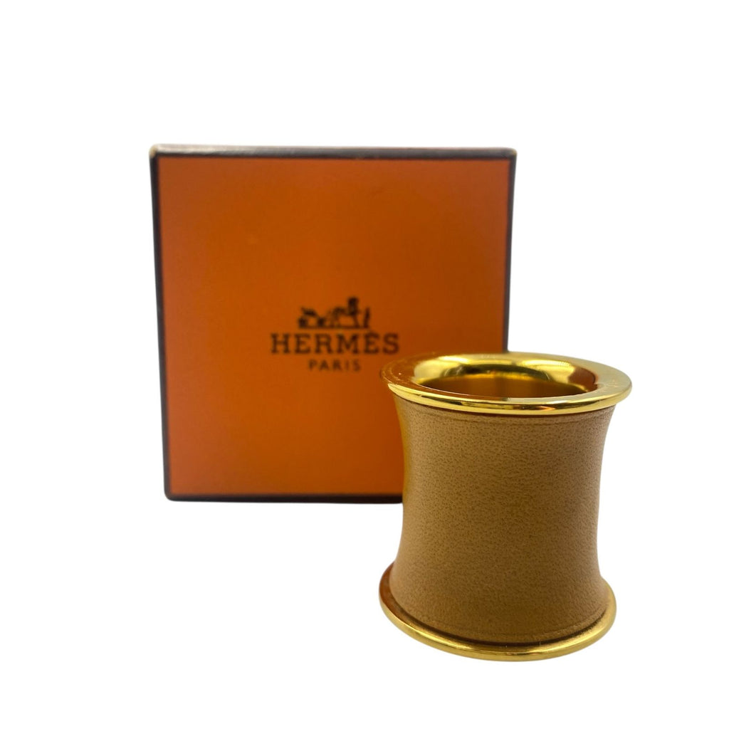 Hermes Scarf Ring Leather Gold Tube — view 3