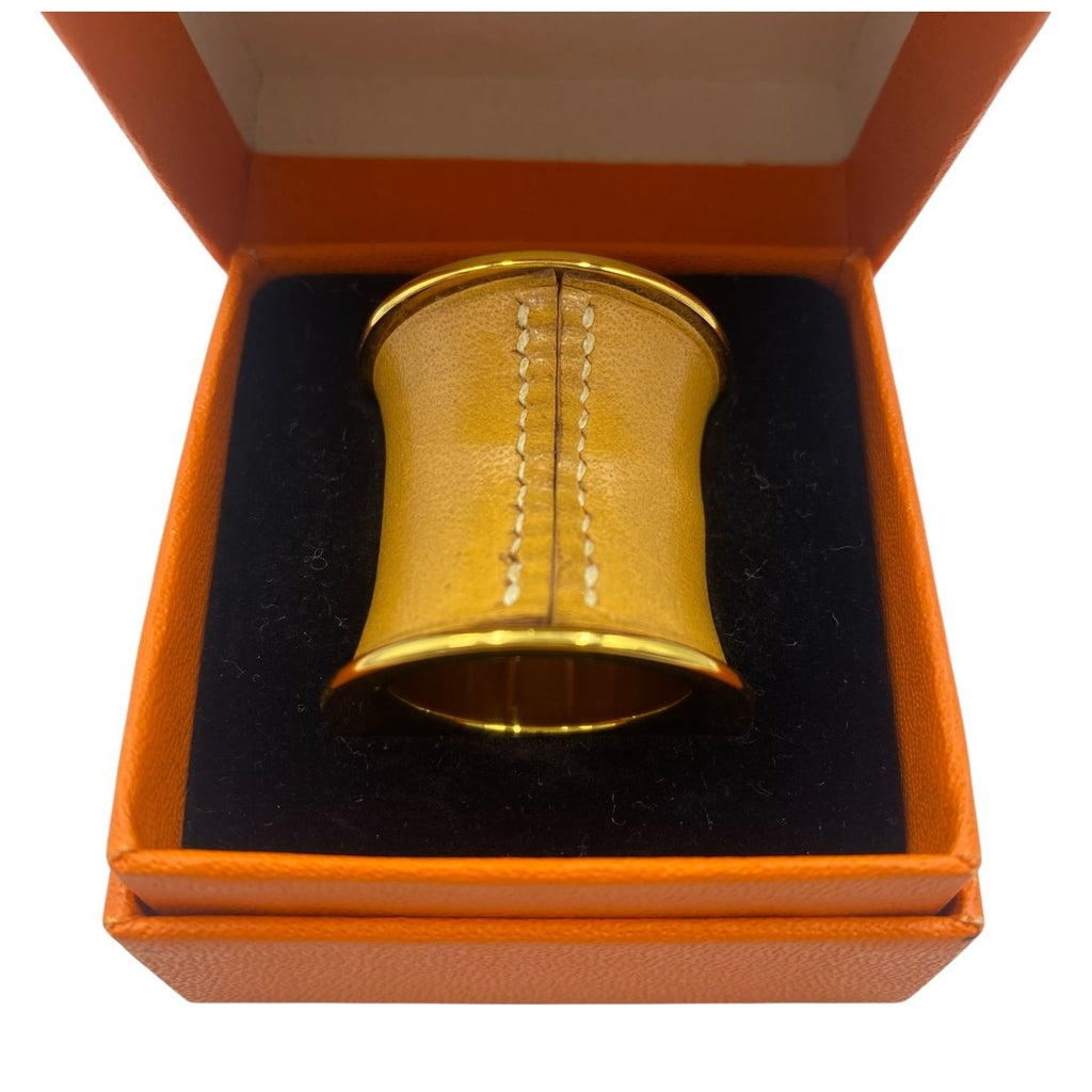 Hermes Scarf Ring Leather Gold Tube — view 2