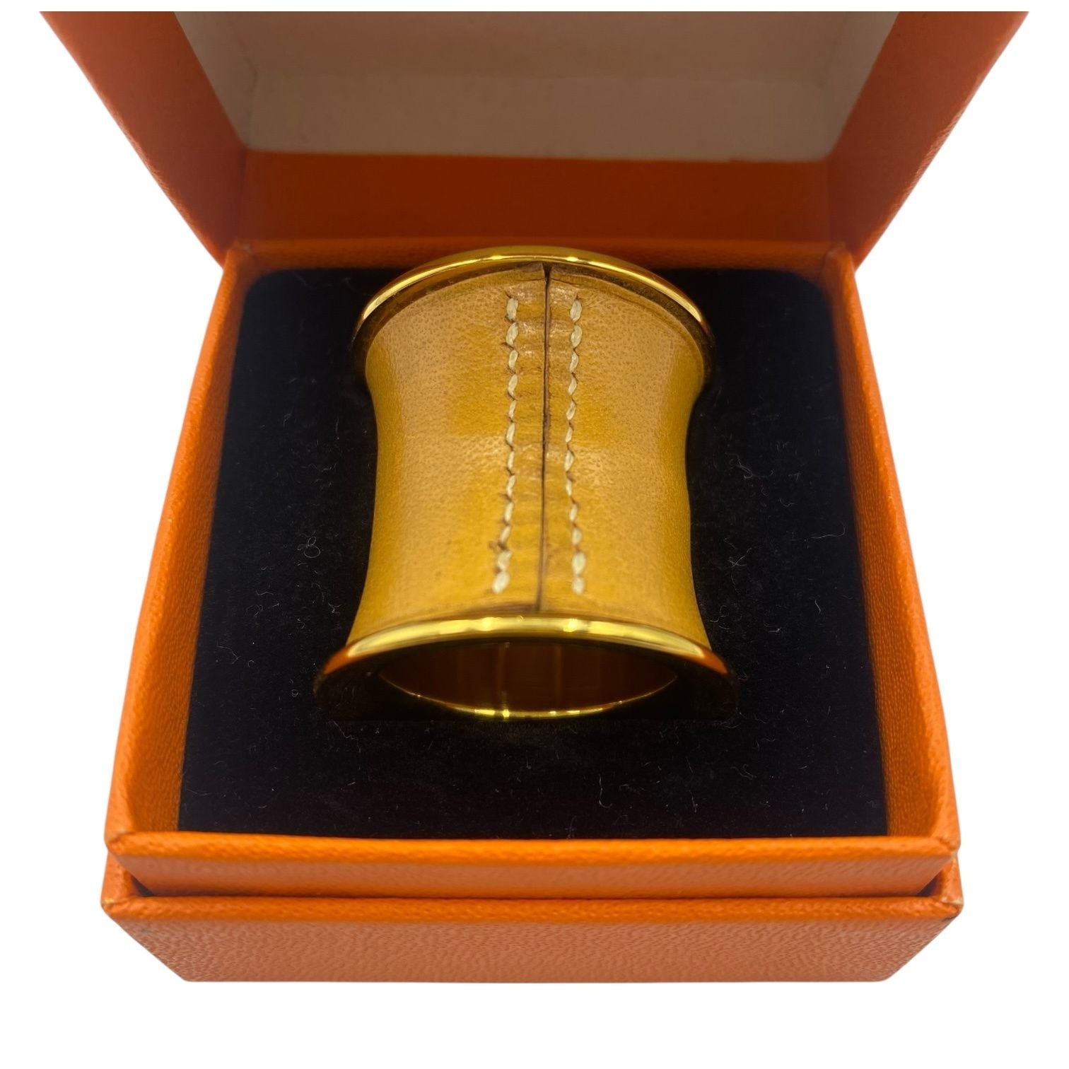 Hermes Scarf Ring Leather Gold Tube — view 2
