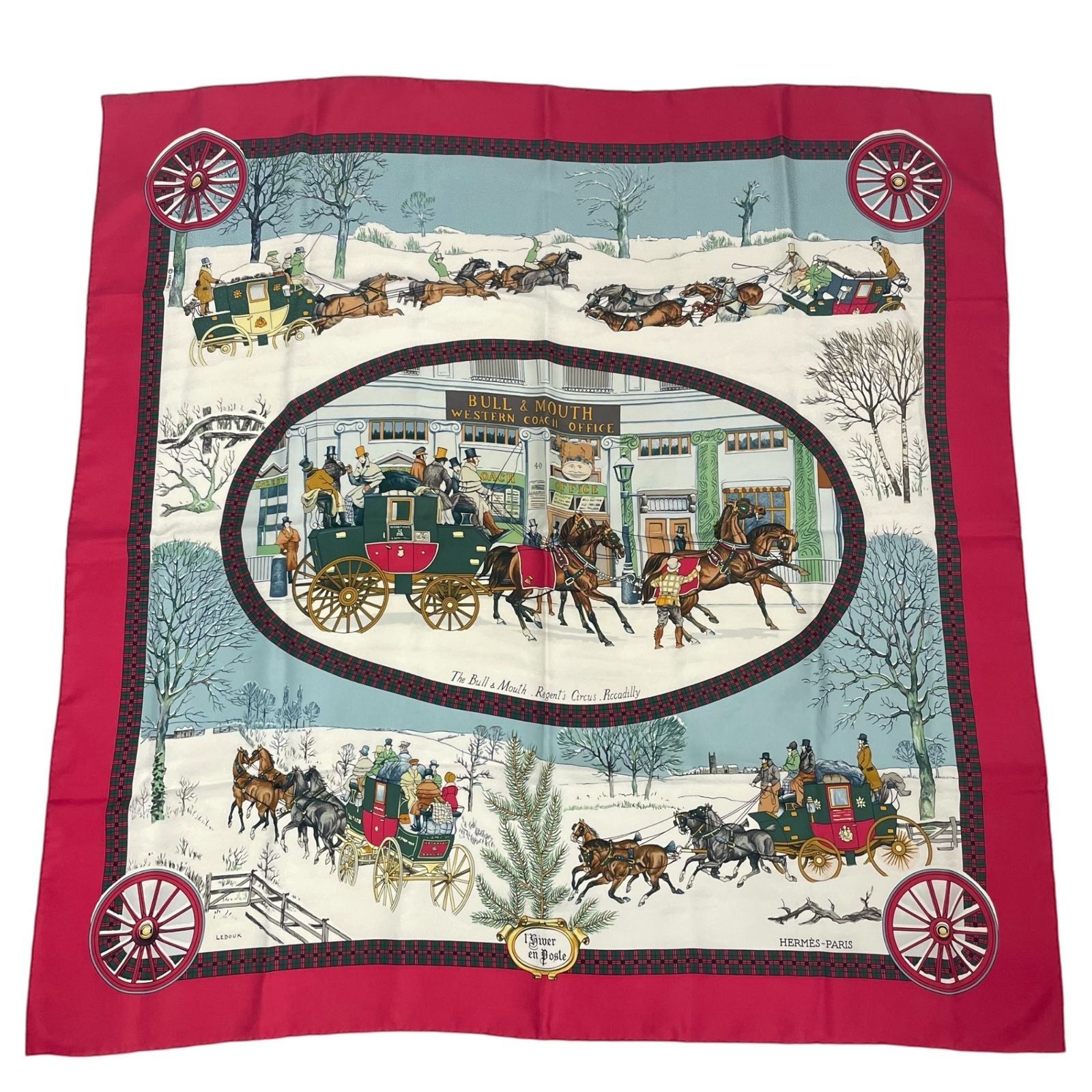 Hermes Carre 90 Mail Lhiver en Poste Scarf Silk
