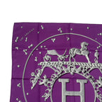 Hermes Carre 90 Vif Argent Silver Drop Orange Silk Scarf Purple — view 3