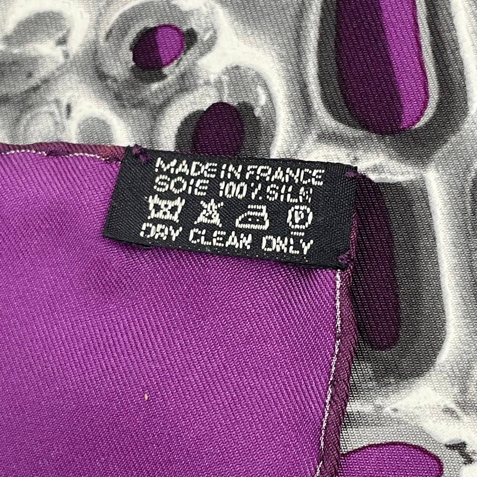 Hermes Carre 90 Vif Argent Silver Drop Orange Silk Scarf Purple — view 8