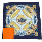 Hermes Carre 90 Scarf Silk Cavaliers Peuls Horsemen Navy