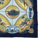 Hermes Carre 90 Scarf Silk Cavaliers Peuls Horsemen Navy — view 6
