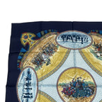 Hermes Carre 90 Scarf Silk Cavaliers Peuls Horsemen Navy — view 3