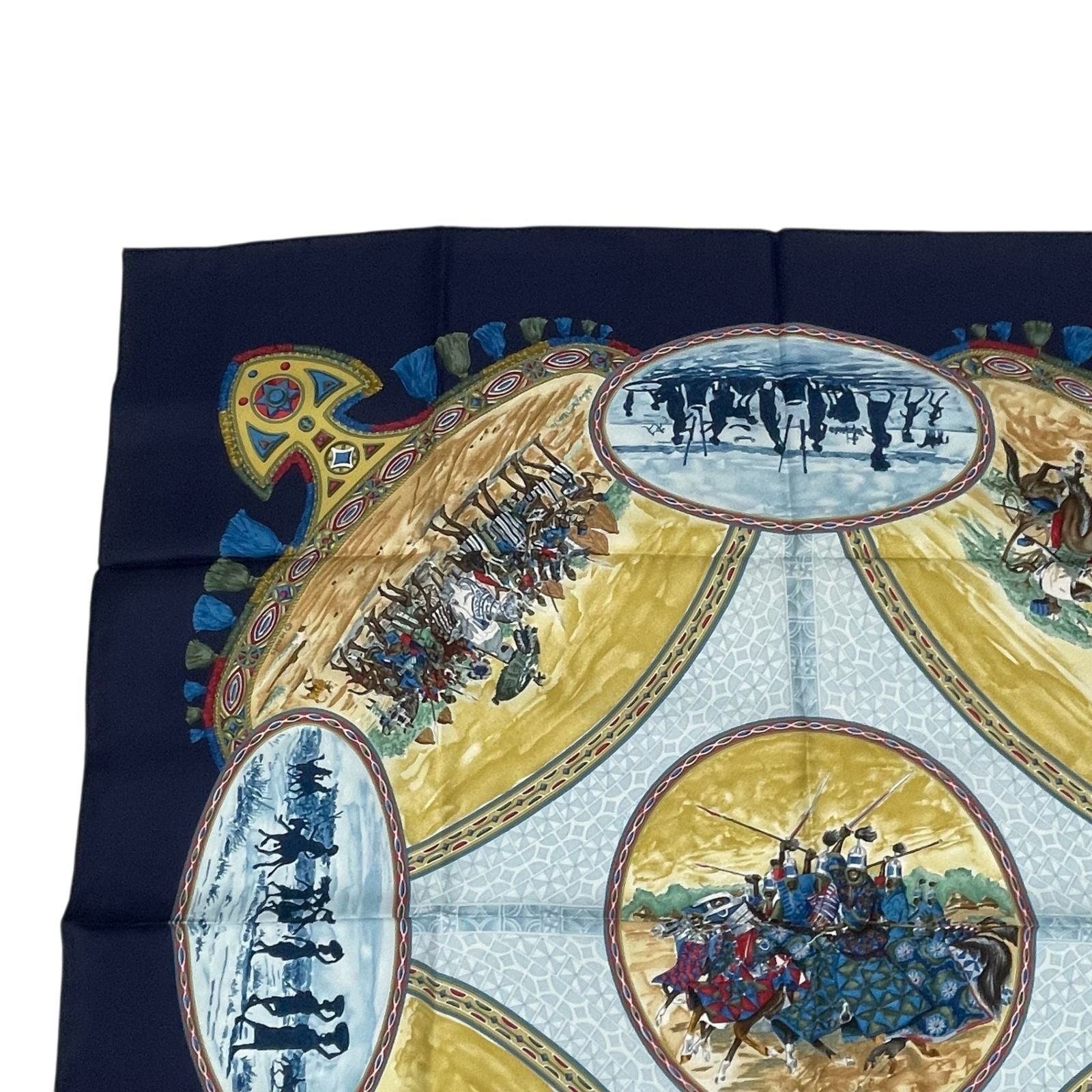 Hermes Carre 90 Scarf Silk Cavaliers Peuls Horsemen Navy — view 3