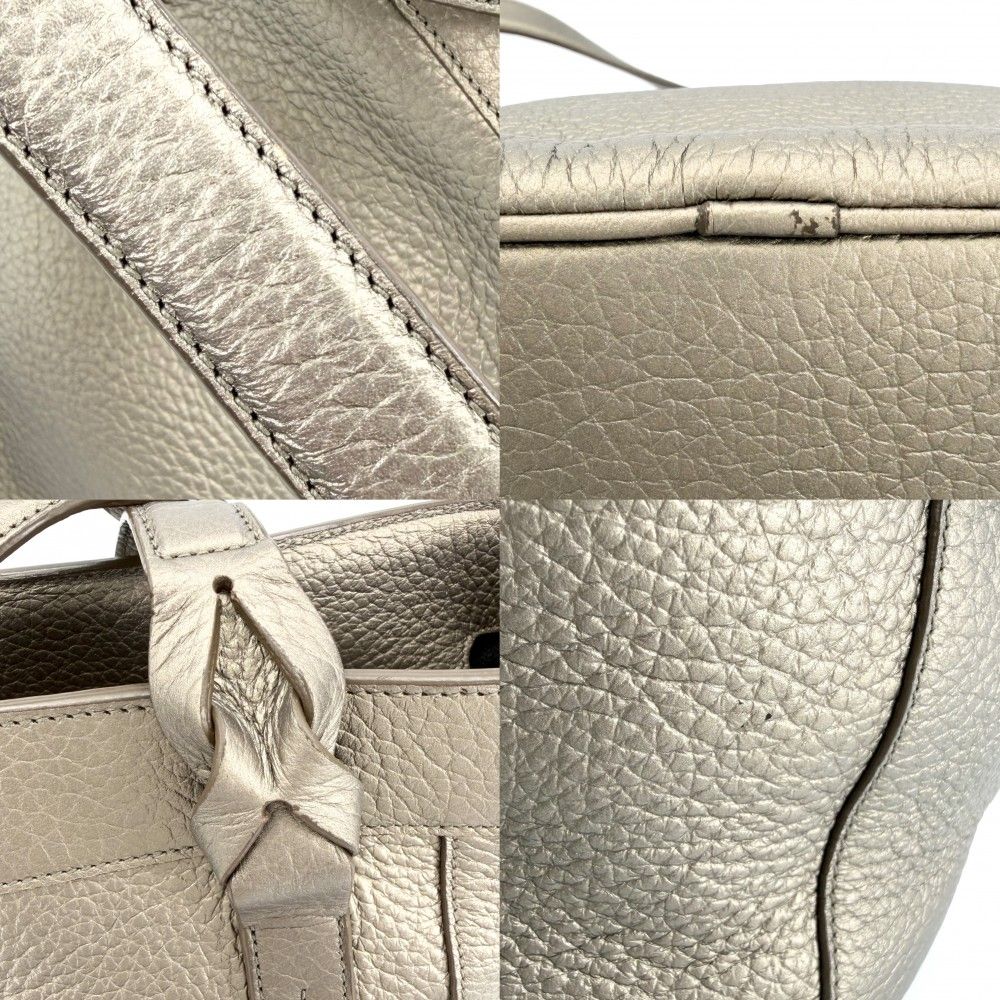 Loewe Handbag Anagram Fusta Tote Shoulder Leather Gold Silver — view 7