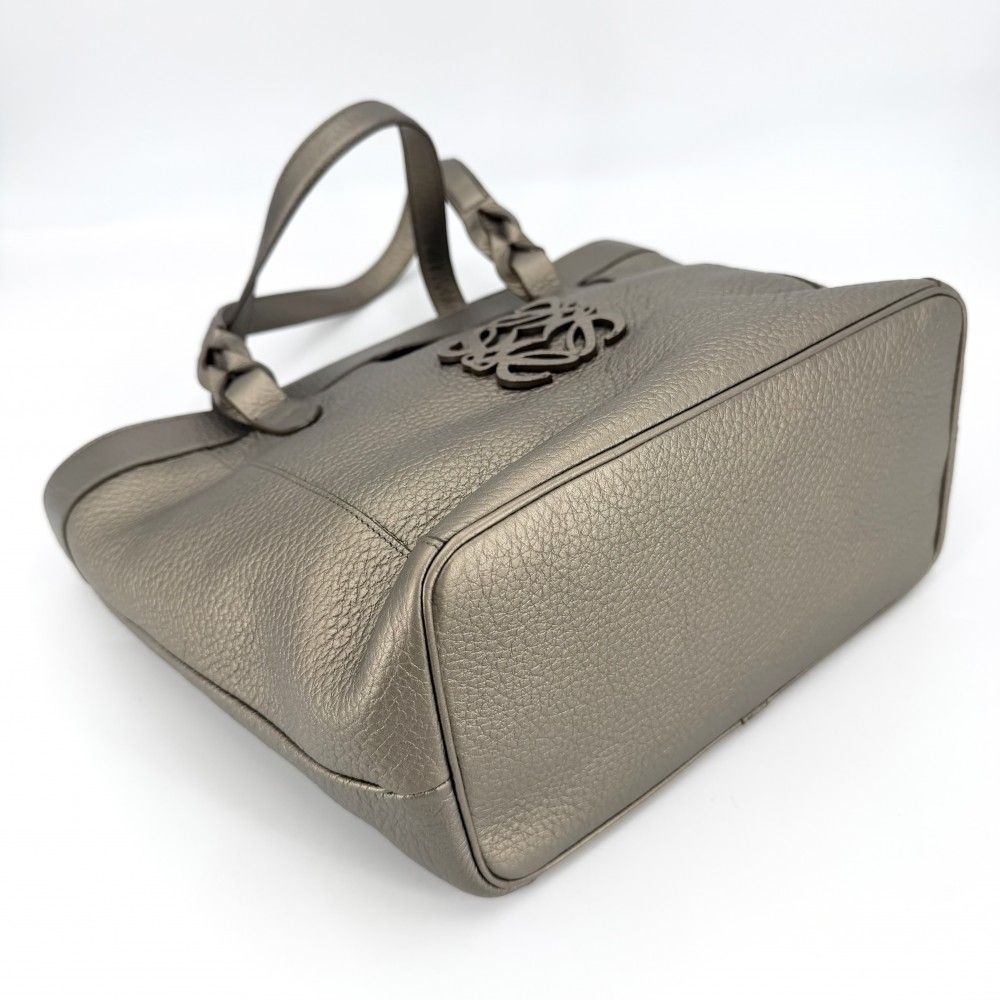 Loewe Handbag Anagram Fusta Tote Shoulder Leather Gold Silver — view 3