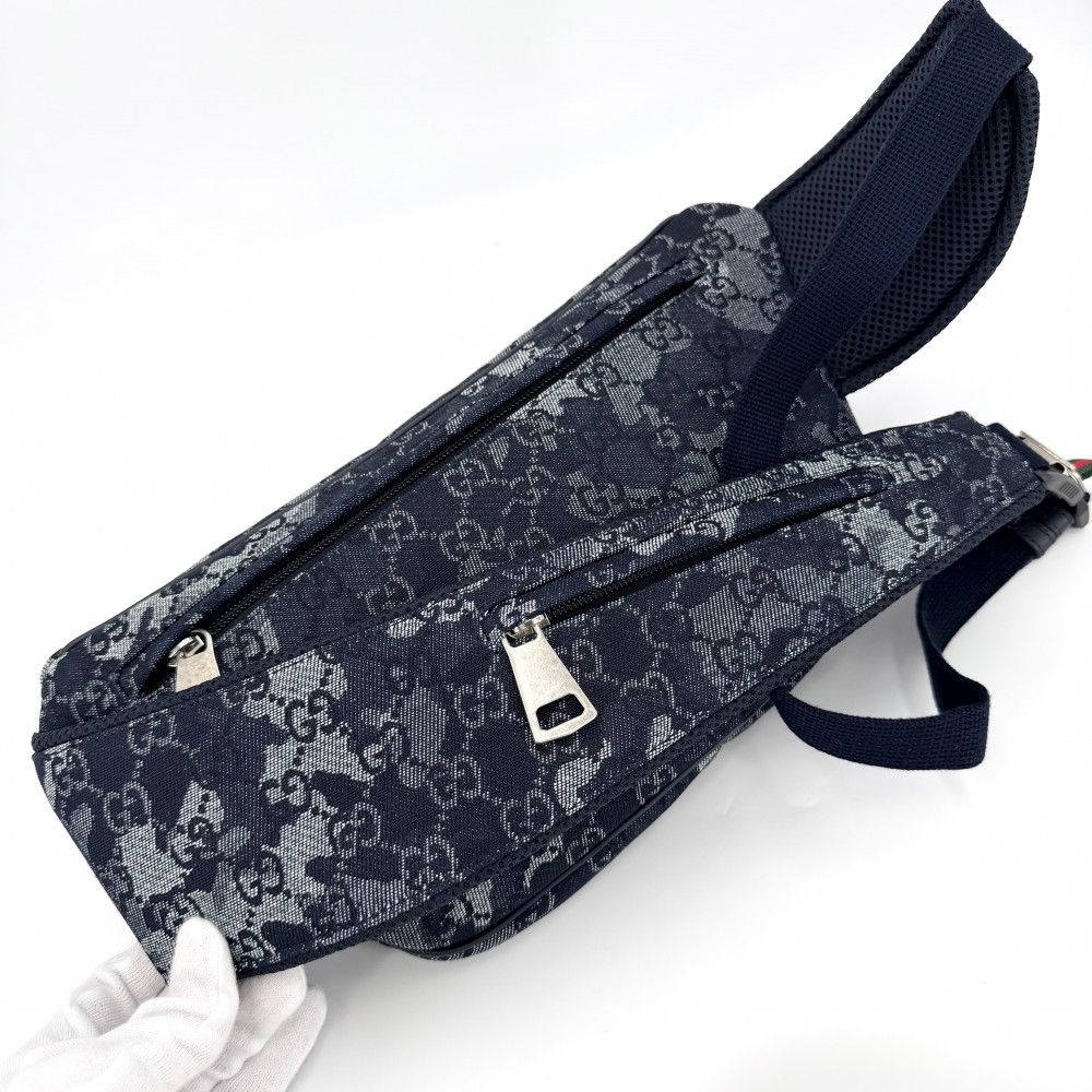 Gucci Waist Bag Pouch GG Denim Navy Silver — view 9