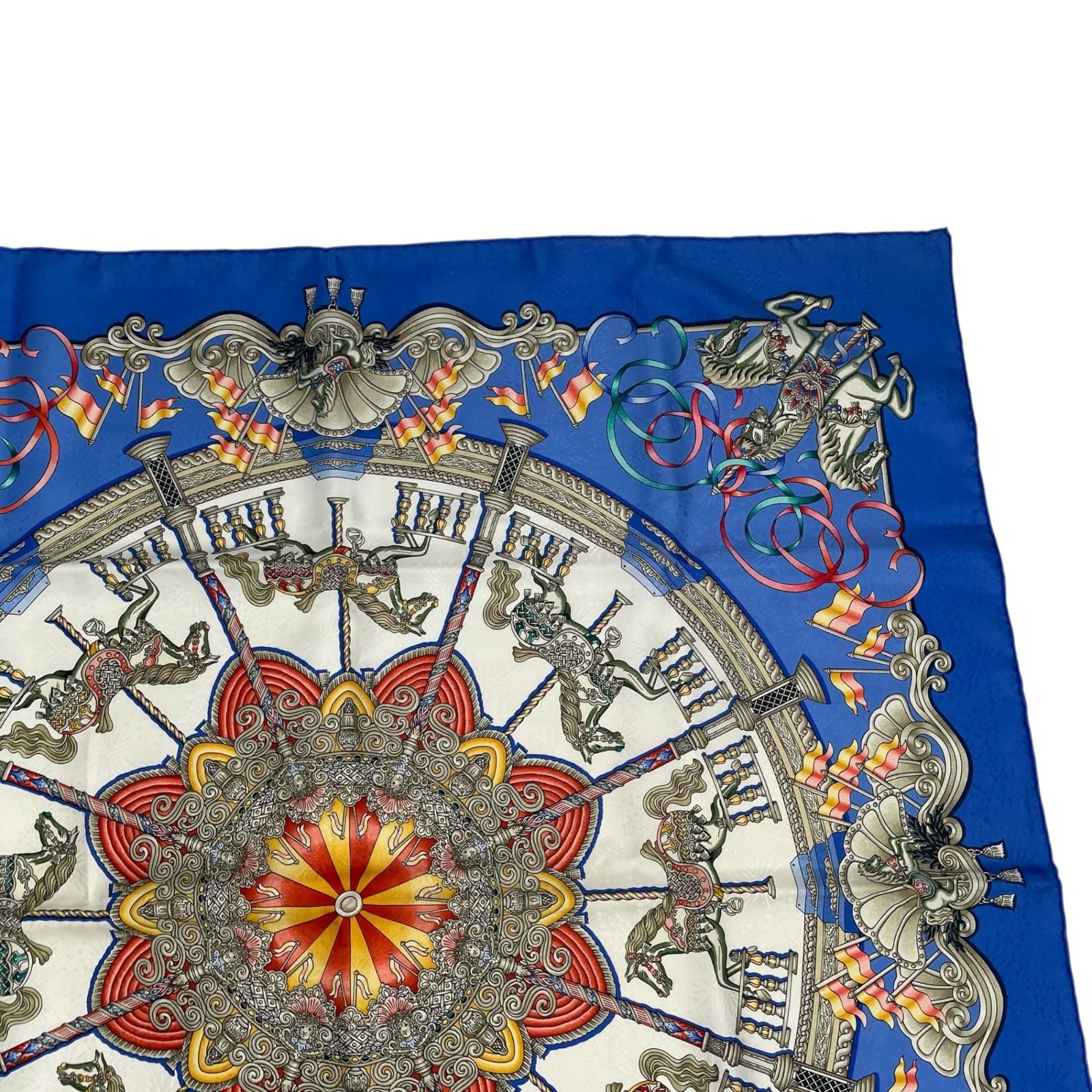 Hermes Carre 90 Scarf Silk Luna Park Amusement Merry Go Land Blue — view 4