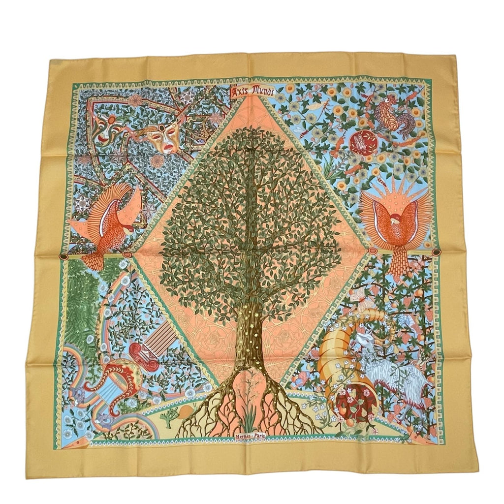 Hermes Silk 100% Scarf Carre 90 Axis Mundi Center of the World Multicolor — view 2