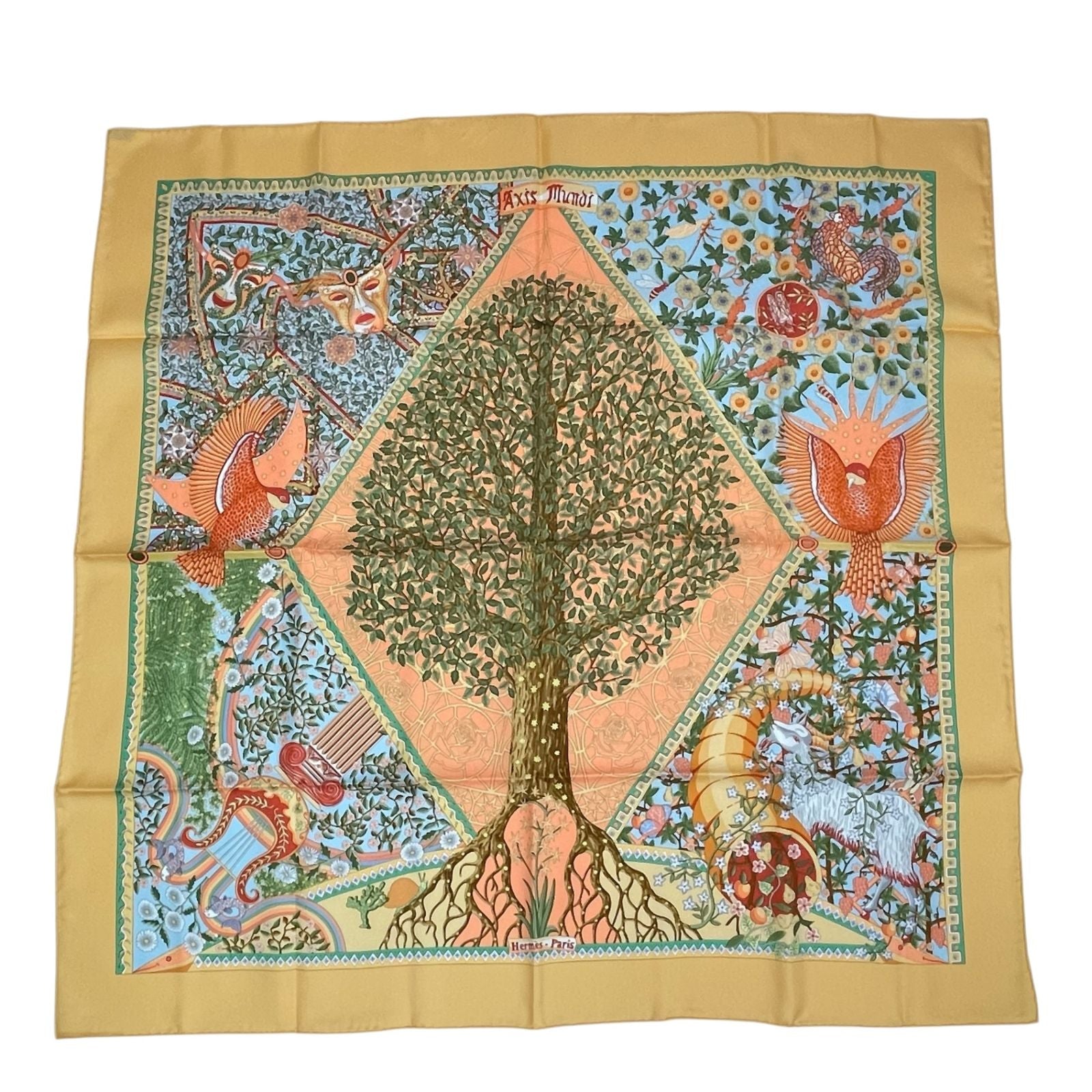 Hermes Silk 100% Scarf Carre 90 Axis Mundi Center of the World Multicolor — view 2