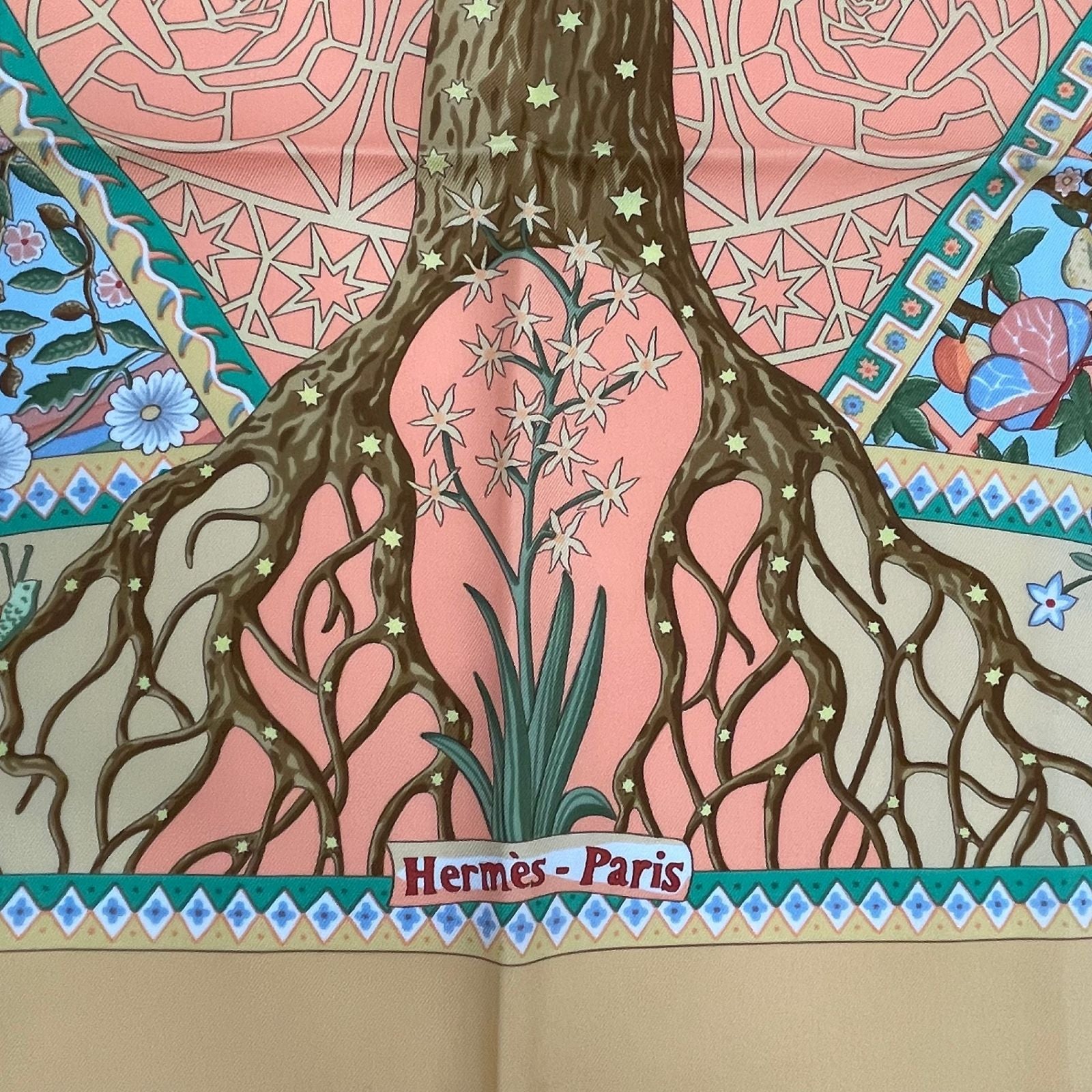 Hermes Silk 100% Scarf Carre 90 Axis Mundi Center of the World Multicolor — view 7