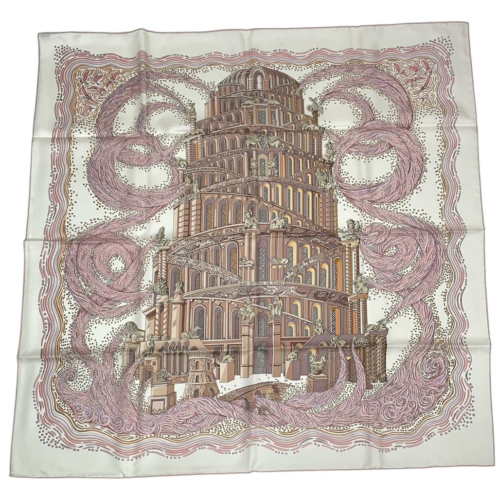 Hermes Scarf Silk 100% Carre 90 les Rivieres de Babel River of Pink — view 2
