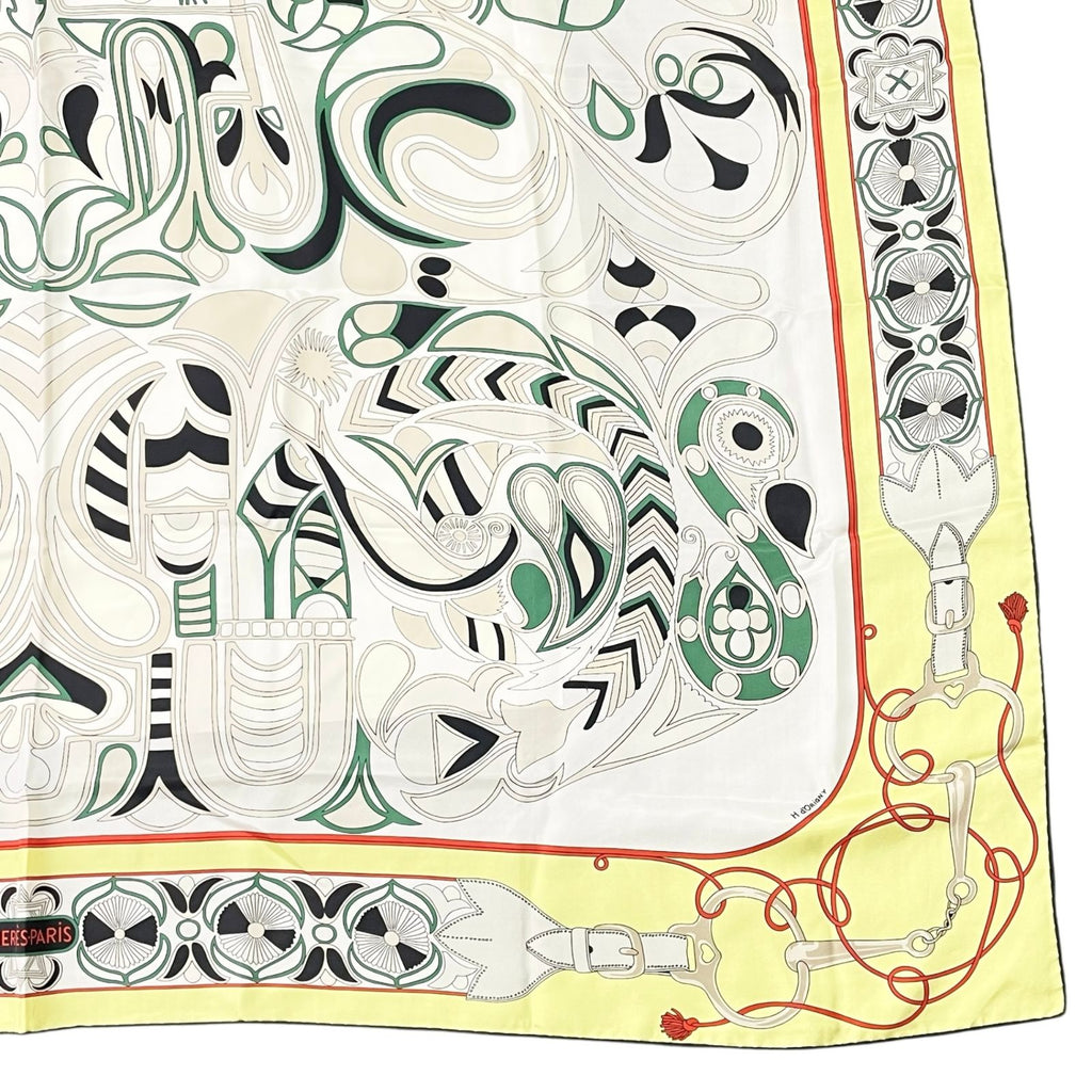 Hermes Carre 140 Large Scarf Silk Folklore Yellow — view 5