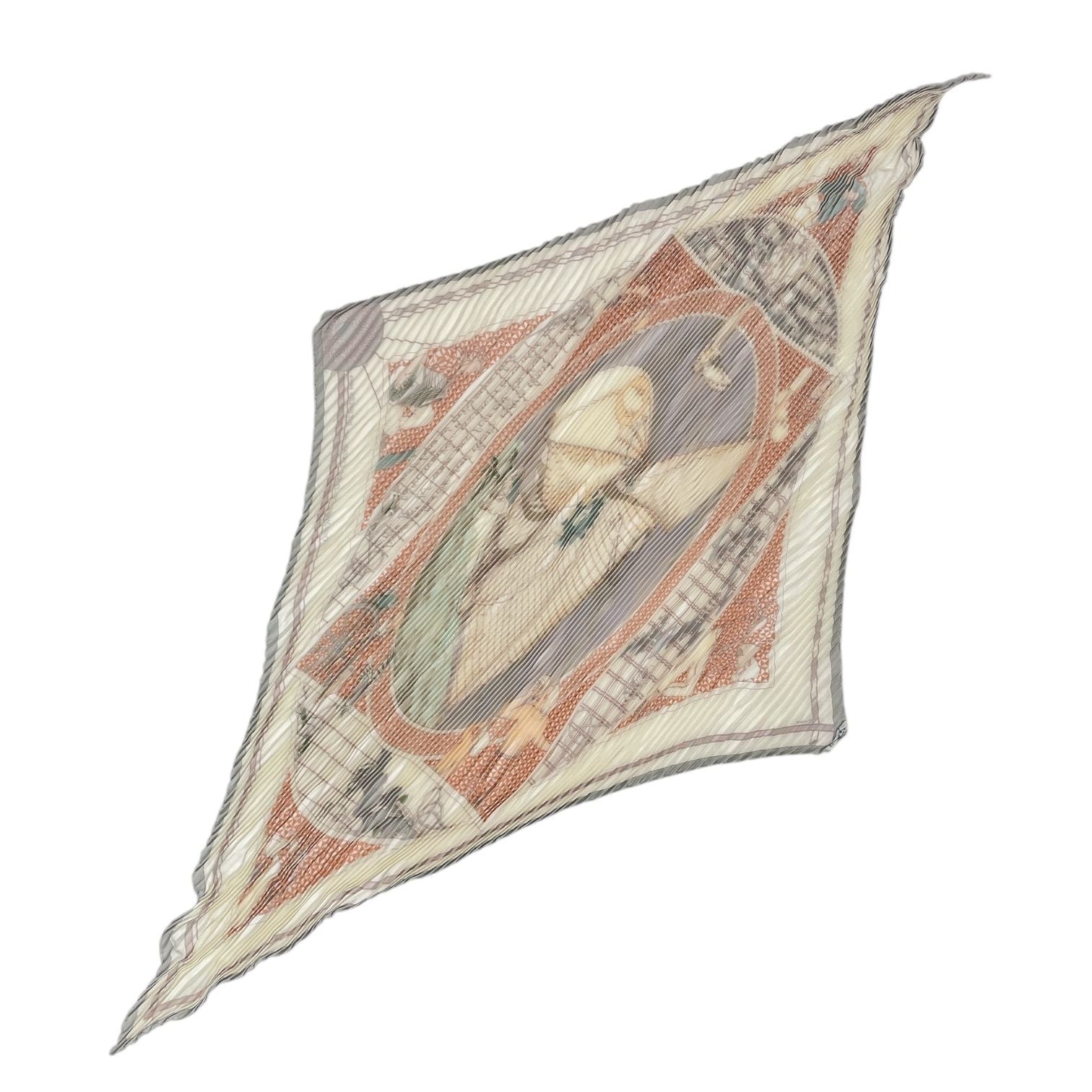 Hermes Silk Scarf Pleats Voyage AU Long Cours Ocean Multicolor — view 3