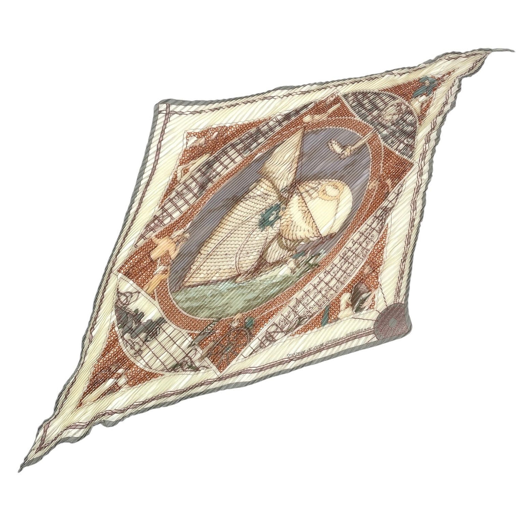 Hermes Silk Scarf Pleats Voyage AU Long Cours Ocean Multicolor — view 2