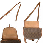 Celine Vintage Shoulder Bag Macadam Pattern Brown Leather — view 7