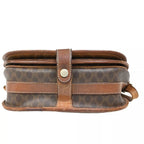 Celine Vintage Shoulder Bag Macadam Pattern Brown Leather — view 5